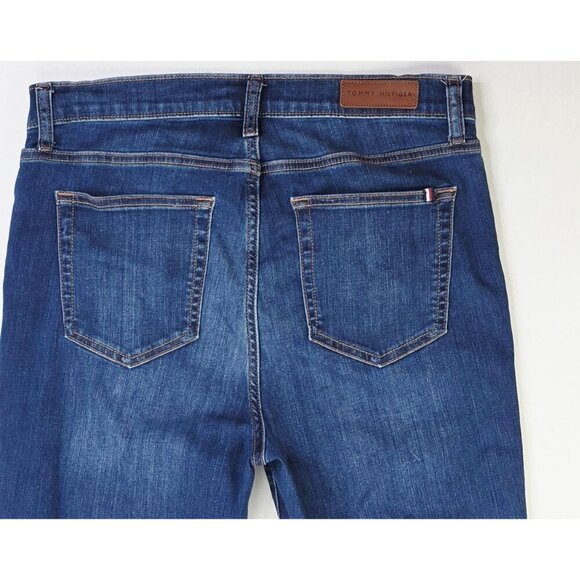 Tommy Hilfiger 30X29 Size 10 Womens Slimming Tuxedo Stripe Blue Denim Logo Jeans - Picture 12 of 13